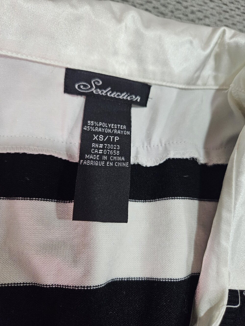 3/$15! Vintage Long Sleeve Top With Attached Striped Overlay, XS - Picture 2 of 8